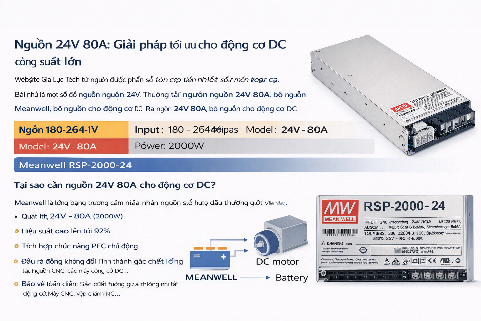 Nguồn 24V 80A cho động cơ DC