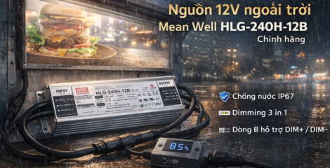 Nguồn 12V dimming, ngoài trời Meanwell